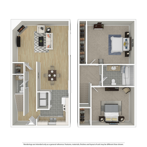 a floor plan of a furnished two bedroom home